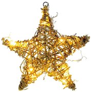 Retlux RXL 255 decor de Crăciun, cu baterie, stea de ratan, 10 LED-uri, alb cald