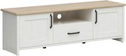 Comoda TV LOKSA, alb/stejar, PAL laminat, 160x44x51 cm