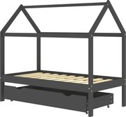 vidaXL Cadru pat copii cu sertar gri închis 80x160 cm lemn masiv pin