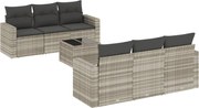 vidaXL Set canapele de grădină cu perne, 7piese gri deschis poliratan