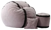Set Fotoliu King Size cu Otoman (suport picioare) si Perna, Material Textil - Lilac