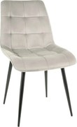 Scaun CHIC, gri deschis/negru, stofa catifelata/metal, 50x58x88 cm