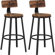 Scaun de bar inalt cu spatar, sezut inaltime 73,2 cm, set de 2