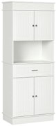 HOMCOM Bufetă de Bucătărie Aramărie de Bucătărie contemporană Multi-Rangement 4 Uși sertar Glisant și Blat de Lucru dim. 74L x 39l x 183H cm Lemn Alb | Aosom Romania
