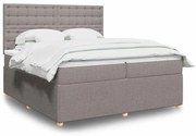 vidaXL Pat box spring cu saltea, gri taupe, 200x200 cm, textil
