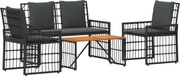 vidaXL Set de Mobilier pentru Exterior 4 pcs Negru și Gri închis