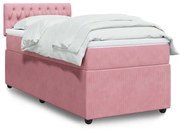 vidaXL Pat box spring cu saltea, roz, 80x200 cm, catifea