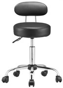 Casaria Taburet pe roți cu spătar ROLAND, Ø35cm, negru