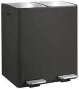 Coș de gunoi negru mat pentru reciclare/cu pedală 2x20 l din oțel Aliya – Spirella
