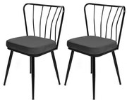 Set de scaune de sufragerie Yildiz Anthracite and Black, 2 buc., 2 buc.