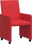 vidaXL Scaune de dining cu roți cu roți 2 pcs Roșu 57 x 66 x 94 cm
