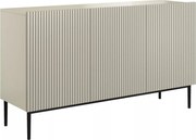 Comodă Nicole 150 cm cu 3 uși, fronturi canelate - cashmir / picioare negre