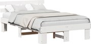 vidaXL Cadru de pat cu headboard Alb 140 x 190 cm Lemn de pin masiv