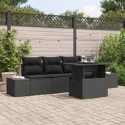 vidaXL Set de canapele pentru grădină 5 pcs Negru 100 x 55 x 73 cm