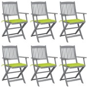 vidaXL Scaune pliante de exterior cu perne 6 buc. lemn masiv de acacia