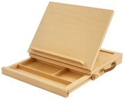 Vinsetto Șevalet pentru Pictură, Pliabil, cu Înclinare Reglabilă și Sertar cu Rafturi, 33,5x26x26 cm, Lemn Natural | Aosom Romania
