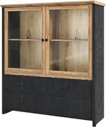 Vitrina NICOLE, stejar wotan/gri antracit, PAL laminat/sticla, 123x42x