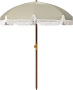 Outsunny Umbrelă de Plajă Portabilă cu Volane în Aer Liber cu Baldachin Ventilat, Geantă de Transport, Ø1.9x2.1 m, Alb-Crem | Aosom Romania