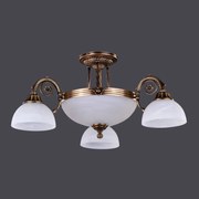 Lustra Dakar cu 3 Brate, Desing Clasic, Finisaj Bronz Antichizat, Abajur Alb - Bussy Lighting 3087-52-03B