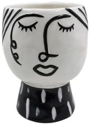 Vază din porțelan Mauro Ferretti Pot Face, alb - negru