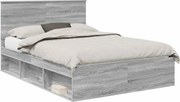 vidaXL Cadru de pat Gri Sonoma 140 x 190 cm Lemn de pin masiv