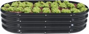 Jardiniera oval din tablă de culoare antracit 240 x 120 x 30 cm