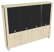 Dulap înalt Verno+ 260 x 46 x 210 cm, uși combinate, salcâm / negru