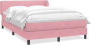 vidaXL Pat box spring cu saltea, roz, 140x220 cm, catifea