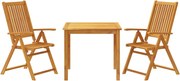 vidaXL Set mobilier de grădină, 3 piese, 85x85x74 cm, lemn masiv de acacia