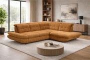 Coltar living SIENA MIC, sezlong dreapta, stofa catifelata verde olive