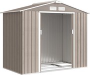 Outsunny Magazie Grădină Metalică cu Orificii de Ventilație și Ușă Culisantă Dublă pentru Grădinarit și DIY, 213x130x185 cm, Maro | Aosom Romania