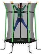 HOMCOM Trambulină Elastică pentru Copii 3-10 Ani cu Intrare cu Fermoar și Bare Căptușite, Ø163.5x190 cm, Verde | Aosom Romania