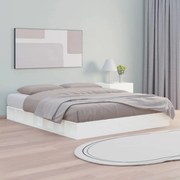 vidaXL Cadru de pat King Size, alb, 150x200 cm, lemn masiv