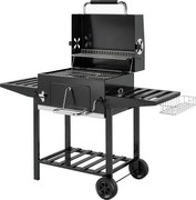 Outsunny grătar pe cărbune, grilă reglabilă, rafturi rabatabile, termometru. | Aosom Romania