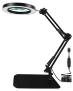 Lampă LED dimabilă de masă cu lupă LED/11W/5V negru