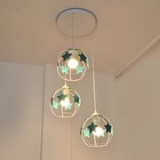 Lustră pe cablu pentru copii STARS 3xE27/15W/230V turcoaz/alb