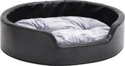 vidaXL Pat pentru câini, negru/gri, 69x59x19 cm, pluș/piele ecologică