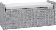 vidaXL Bancă cu spațiu de depozitare Alb spălat 110 x 40 x 50 cm Ratan