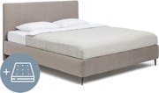 Pat dublu tapițat taupe cu saltea / somieră 160x200 cm Noira Slim - Bonami Selection