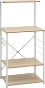 vidaXL Dulap microunde, alb/stejar, 60x39,6x123 cm, lemn prelucrat