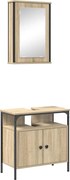 vidaXL Set de mobilier pentru baie cu raft 2 pcs Maro Lemn compozit
