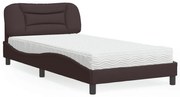 vidaXL Pat cu saltea, maro închis, 100x200 cm, textil