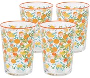 Set 4 pahare Flowers & Fruits 510 ml , portocaliu