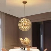 Lustra LED Pendul Elit's Tessa 50 cm, Cristal, Gold