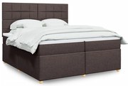 vidaXL Pat box spring cu saltea, maro închis, 200x200 cm, textil