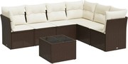 vidaXL Set canapele de grădină cu perne, 7 piese, maro, poliratan