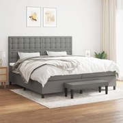 vidaXL Pat box spring cu saltea, gri închis, 200x200 cm, textil
