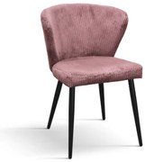 SET 2 Scaune Cielo, structura metalica, catifea Reiata - ROZ PUDRAT - CATIFEA REIAT - NEGRU - STANDARD