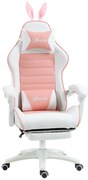 Vinsetto Scaun de Gaming Ergonomic cu Urechi de Iepure și Suport pentru Picioare Extensibil, 65x63x136-142 cm, Roz | Aosom Romania