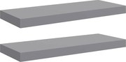 vidaXL Rafturi de perete suspendate, 2 buc., gri, 60x23,5x3,8 cm, MDF